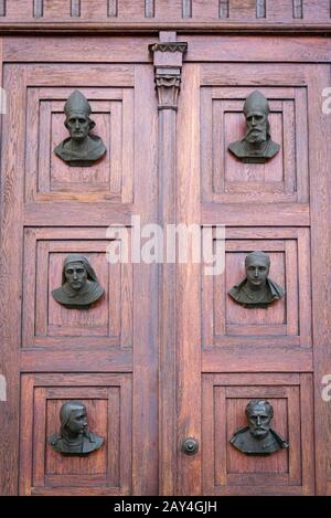 Door at St Mary's Basilica, Krakow, Poland Stock Photo