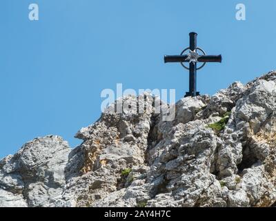 Cross on the mountain top Stock Photo