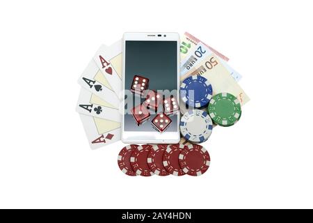 smartphone gambling Stock Photo