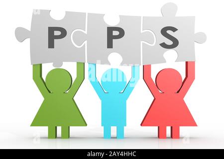 PPS - Pay per Sale puzzle in a line Stock Photo