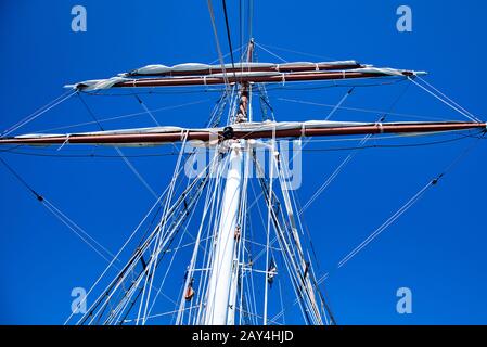 Drive Shaft of a beautiful sailing ship. Skyward view. Stock Photo