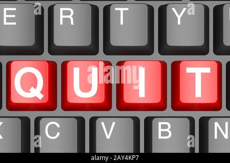 Red quit button on modern computer keyboard Stock Photo