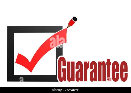 Check mark with guarantee word Stock Photo