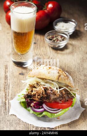Pulled pork in a bun Stock Photo