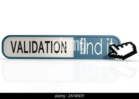 Validation word on the blue find it banner Stock Photo