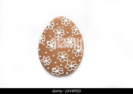 Beautiful Easter cookies on a white background, Easter cookies, Place for text, Easter eggs, Top view, Isolation Stock Photo