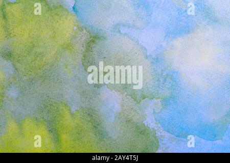 Blue and green watercolor hand drawn on paper. Texture background abstract. Stock Photo