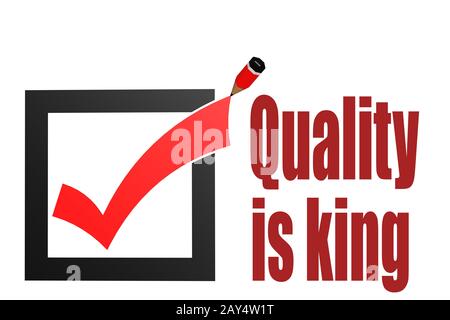 Check mark with quality is king word Stock Photo