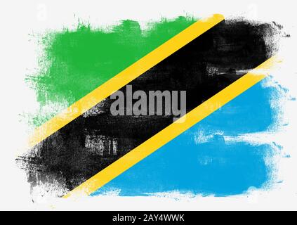 Flag of Tanzania painted with brush Stock Photo - Alamy