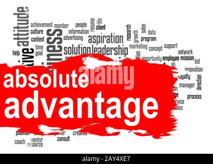 Absolute advantage word cloud with red banner Stock Photo