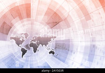 Global Integration Network with World Map as Art Stock Photo - Alamy