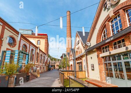 1 August 2019, Luxembourg: Modern youth district in Luxembourg with many bars and restaurants Stock Photo