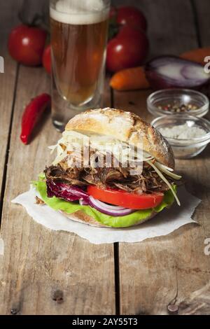 Pulled pork in a bun Stock Photo