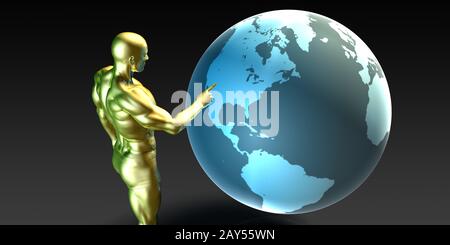 Businessman Pointing at North America Stock Photo