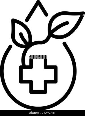 Herb medical drop icon, outline style Stock Vector