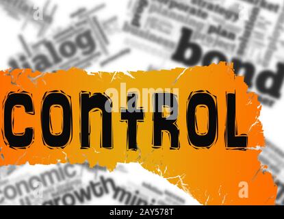 Word cloud with control word on yellow and red banner Stock Photo