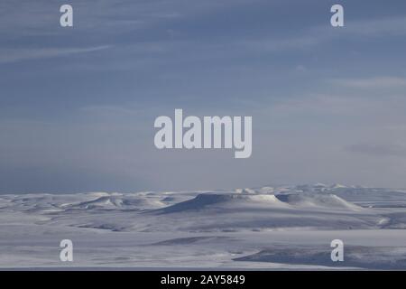 winter panorama of the northern Bering Island Stock Photo