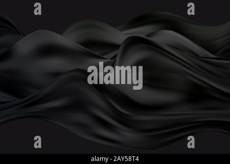 Abstract smooth black color wavy vector art background Stock Vector