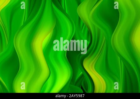 Green wavy paint streams. Vector abstract background. Acrylic paint Stock Vector
