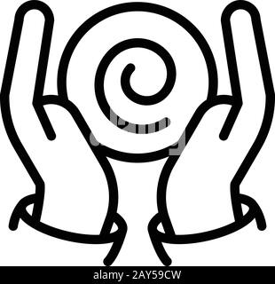 Hands hypnosis icon, outline style Stock Vector