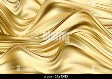 Golden wave background. Paint streams. Vector abstract background Stock Vector
