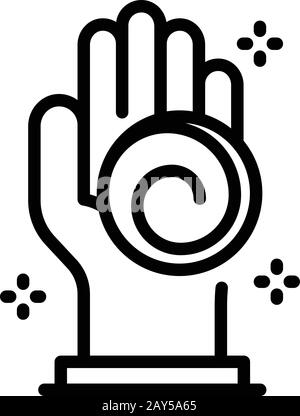Hand hypnosis icon, outline style Stock Vector