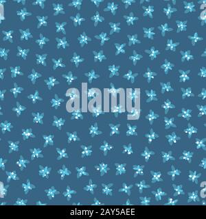 Vector modern floral background with small doodle flowers. Hand drawn ditsy style. Vector seamless pattern. Creative geometric background with floral elements and dot Stock Vector