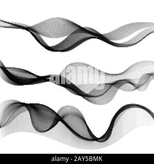 set of abstract lines with grey waves with gray bands isolated on white background. vector illustration Stock Vector