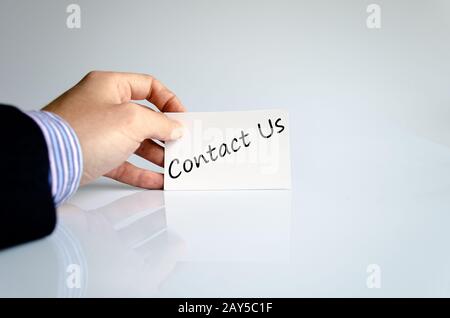 Contact us text concept Stock Photo