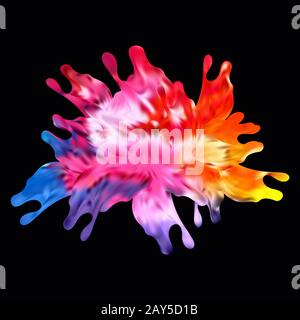 Colored paint splashes on black background ,vector illustrations eps10 Stock Vector