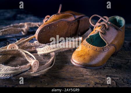 handmade leather shoes - close up Stock Photo
