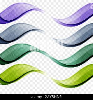 Colored waves set. Abstract background of smoke waves. Water streams. Stock Vector