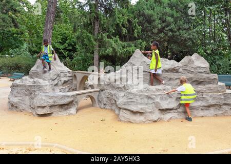 26 July 2019, Paris, France: Children playground in urban park Stock Photo