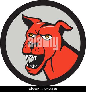 Red Mastiff Dog Mongrel Head Barking Circle Cartoon Stock Photo