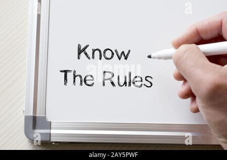 Know the rules written on whiteboard Stock Photo