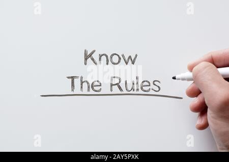 Know the rules written on whiteboard Stock Photo