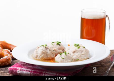Bavarian fried dumpling soup Stock Photo