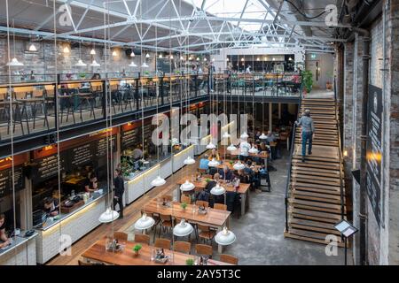 Duke Street Food and Drink Market, a modern gourmet food court in Liverpool Stock Photo