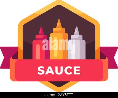 Ketchup, mustard and mayonnaise bottles. Sauce tubes label Stock Vector
