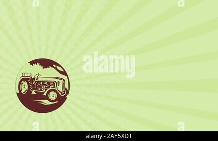Business card Vintage Farm Tractor Circle Woodcut Stock Photo - Alamy