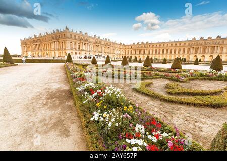 The main building of the Royal Palace of Versailles, the main residence of Louis. Tourist and historical attractions of France Stock Photo