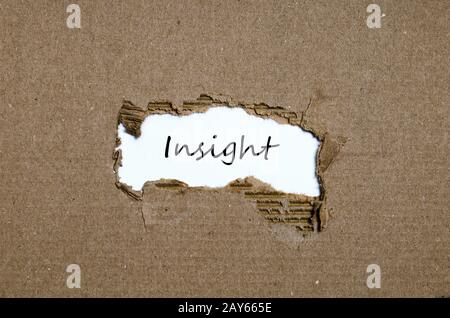 The word insight appearing behind torn paper Stock Photo