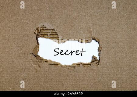 The word secret appearing behind torn paper Stock Photo