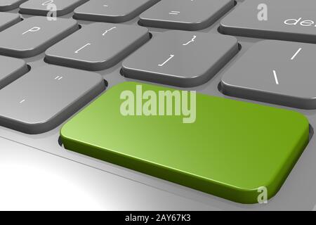 Green enter button in black keyboard Stock Photo