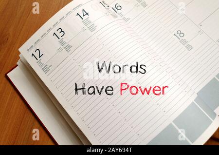 Words have power text concept on notebook Stock Photo