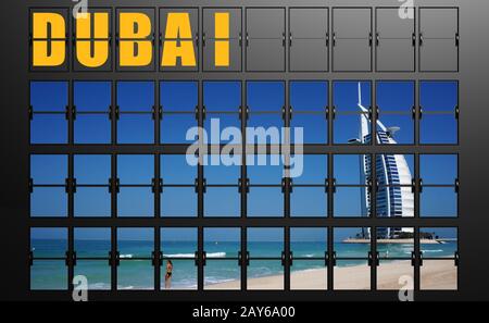 Airport display board of Dubai Stock Photo