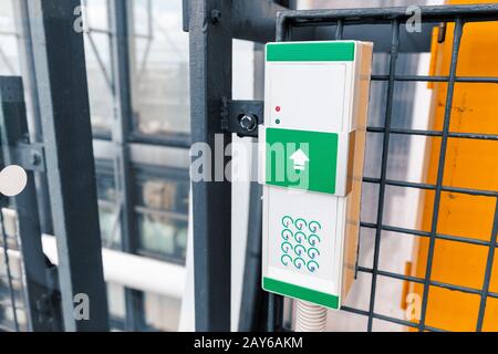 Elevator control panel in industrial building Stock Photo