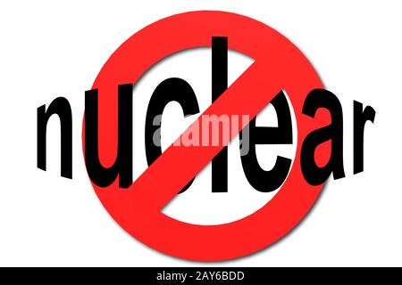 Stop nuclear sign in red Stock Photo