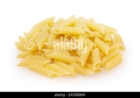 Penne rigate pasta isolated on white background with clipping path Stock Photo