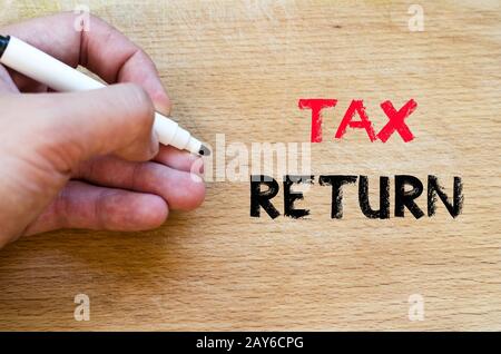 Tax return text concept Stock Photo